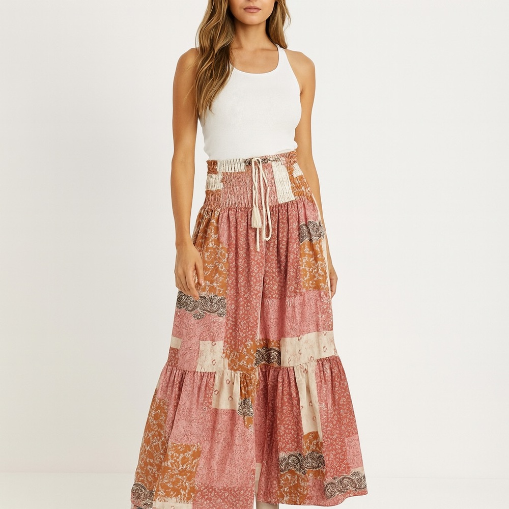Chic Patchwork Wide Leg Pants NWT